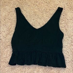 Black cropped peplum tank top